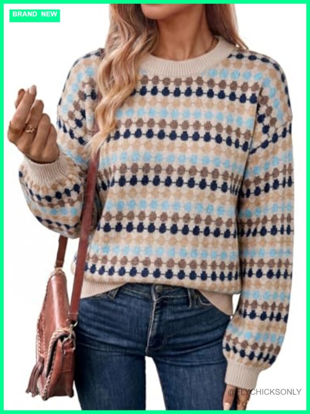 Womens Long Sleeve Polka Dot Sweater Pullover Fall Teacher Outfit